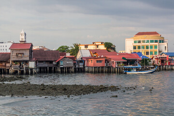 Stilt houses in the Chew Jetty in George Town, Malaysia