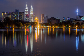 Fototapeta na wymiar Night skyline of Kuala Lumpur, Malaysia