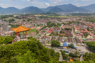 IPOH, MALAYASIA - MARCH 25, 2018: View from the hill abouve Perak Tong cave temple in Ipoh, Malaysia.