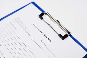 Vehicle maintenance work order. Auto Repair Work or Vehicle Service Order