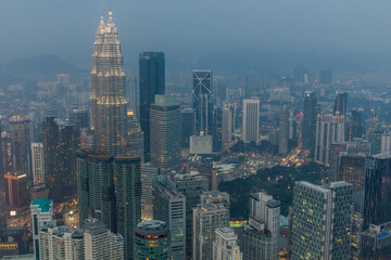 Fototapeta na wymiar Skyline of evening Kuala Lumpur, Malaysia