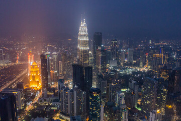 Evening view of a skyline of Kuala Lumpur, Malaysia