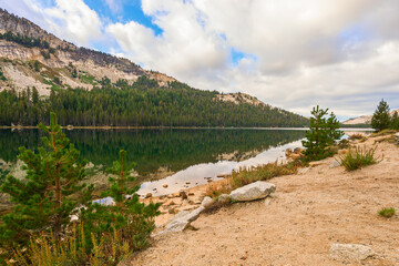 Fototapeta na wymiar View of alpine Tenaya lake in Yosemite National Park.California.USA