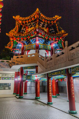 Night view of Thean Hou Temple in Kuala Lumpur, Malaysia.
