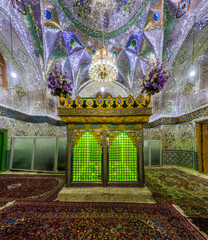 QAZVIN, IRAN - APRIL 5, 2018: Interior of Payghambariyeh (Panjeh Ali or Peighambarieh) shrine, tomb...