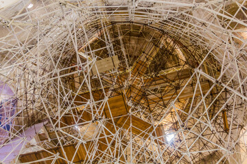 Scaffolding in the Dome of Soltaniyeh (Tomb of Oljeitu) in Zanjan province, Iran