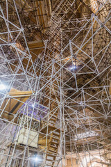 SOLTANIYEH, IRAN - APRIL 13, 2018: Scaffolding in the Dome of Soltaniyeh (Tomb of Oljeitu) in Zanjan province, Iran