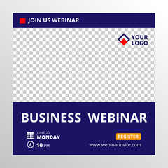 Live webinar invite template. Banner live webinar promotion for social media.