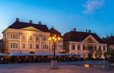 It's Main Square of Gyor in the evening