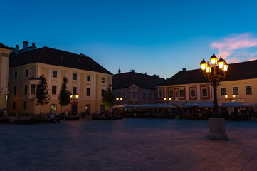 It's Main Square of Gyor in the evening