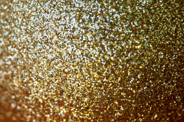 Gold sparkle glitter and copy space for Christmas background