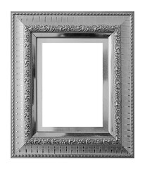 Antique silver gray  frame isolated on white background, clipping path.