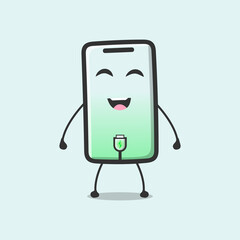 Charging battery Cartoon smartphone character with sad expression vector illustration