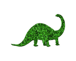 Tyrannosaurus dinosaur vintage green glitter vintage illustration on white background isolated, retro dino coloring art