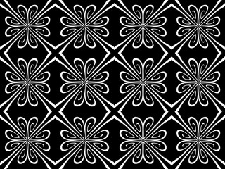 Seamless pattern design with floral background elements, beautiful ornaments, black, white, orange, pink, red, green, yellow, blue, gray, purple

