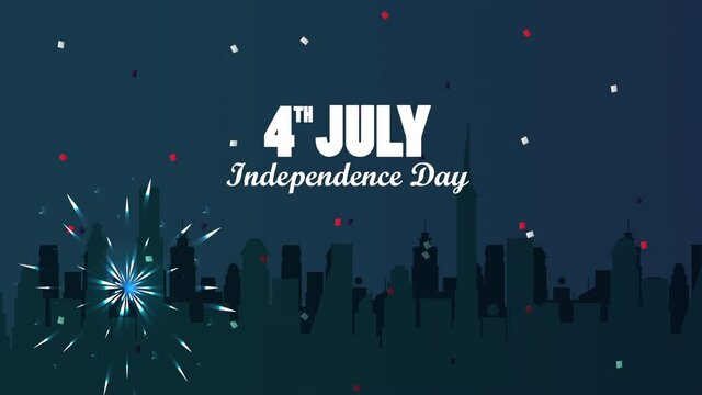usa independence day celebration with cityscape and fireworks
