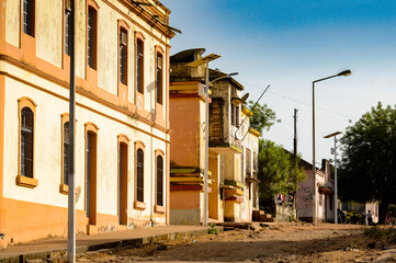 Architecture of the ghost town Bolama, the former capital of Portuguese Guinea