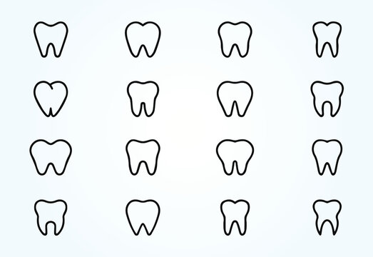 Dental Treatment and Tooth. line art Simple vector modern icon design illustration.