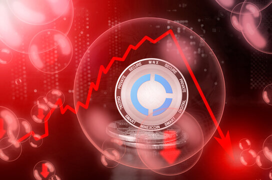 MinexCoin MNX in a soap bubble. Risks and dangers of investing to MinexCoin cryptocurrency. Collapse of the exchange rate. Unstable concept. Down drop crash bubble
