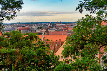 Panorama of Nuremberg, the largest in town in Franconia, Bavaria state, Germany