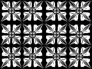 Seamless pattern design with floral background elements, beautiful ornaments, black, white, orange, pink, red, green, yellow, blue, gray, purple