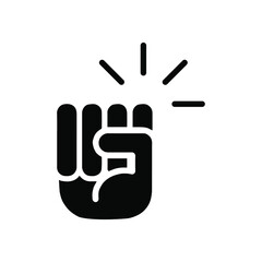 Hand knocking on door icon. Solid style. Vector illustration. EPS 10