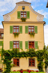 Colourful architecture of Meersburg. a town of Baden-Wurttemberg in Germany at Lake Constance.