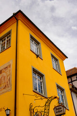 Colourful architecture of Meersburg. a town of Baden-Wurttemberg in Germany at Lake Constance.