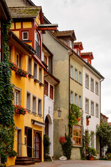 Fototapeta na wymiar Colourful architecture of Meersburg. a town of Baden-Wurttemberg in Germany at Lake Constance.