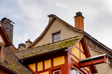 Colourful architecture of Meersburg. a town of Baden-Wurttemberg in Germany at Lake Constance.
