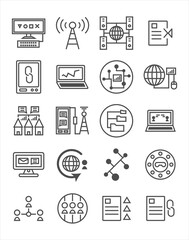 Fototapeta premium Set of line icon vector design for communication, internet, and connection. illustrator symbol and logo art design