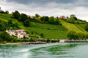 Fototapeta na wymiar Nature of the Lake Constance of Meersburg, a town of Baden-Wurttemberg in Germany at Lake Constance.