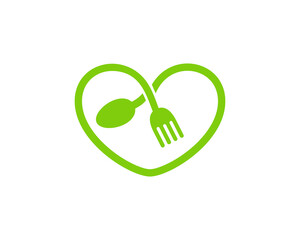 Love food with fork and spoon