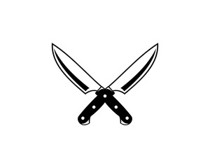 crossed knife in black and white colors