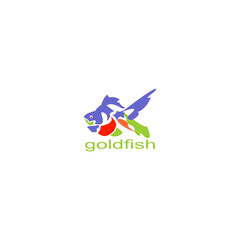 Fishing logo. Bass fish with rod club emblem. Fishing theme vector illustration. Isolated on white.