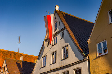 Fototapeta na wymiar Architecture of Memmingen, a town in Swabia, Bavaria, Germany.