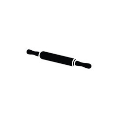 vector illustration rolling pin bread and batter. Kitchen equipment silhouette image vector icon flat logo on black color icon isolated on white background.