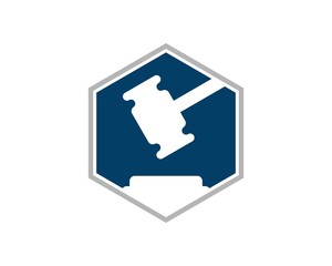 Hexagonal shape with justice hammer inside