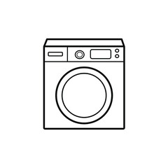 vector illustration washing machine image vector icon flat logo. Outline icon isolated on white background.