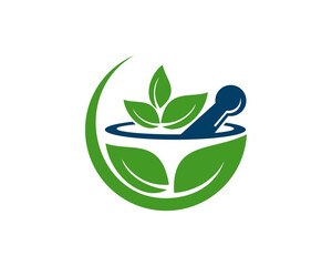 Herbal medicine with leaf swoosh