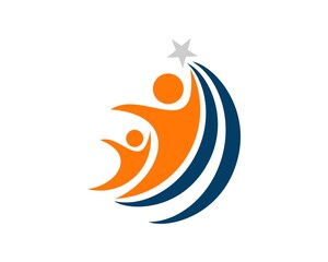 Swoosh two people reach the star