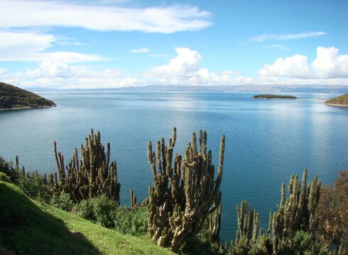 Bay on Isla del Sol where according to the Inca founding legend appeared Manco Capac and Mama Ocllo, founders of the Inca dinasty (Lake Titicaca, Challapampam Bolivia)	