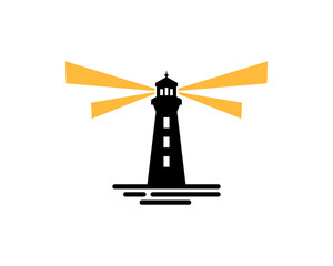 Obraz premium Lighthouse with a light beam