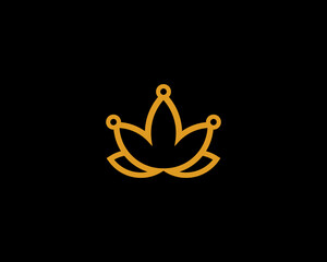 Lotus line art with golden colors