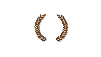 New brown dark 3d wheat icon on white background,Best wreath icon