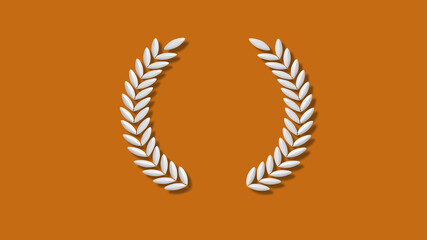 New white color 3d wreath icon on brown background,logo wreath icon