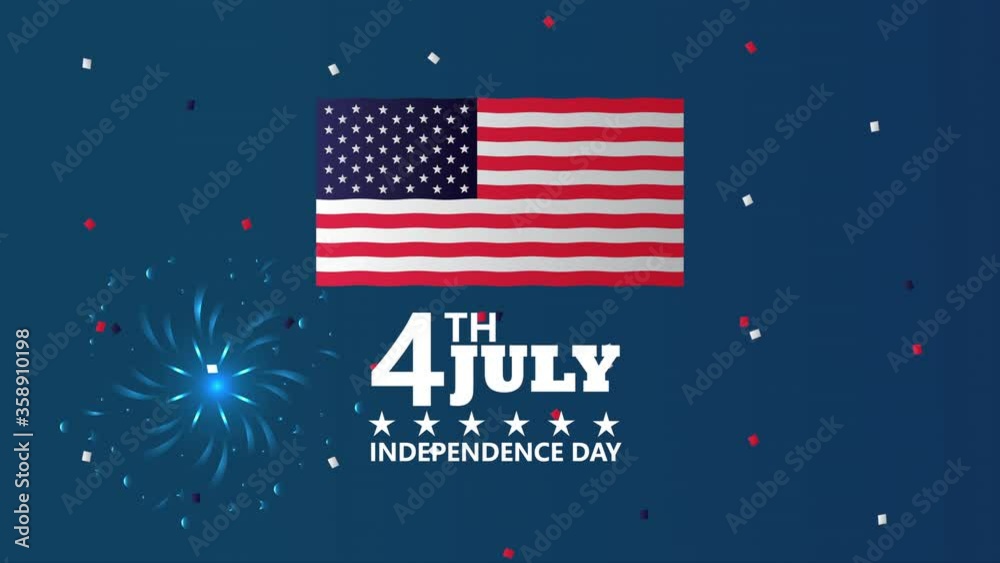 Wall mural usa independence day celebration with flag and fireworks