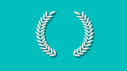 Amazing 3d wreath icon on cyan background,New 3d wheat icons