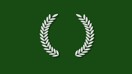 Amazing white color 3d wreath icon on green dark background,wreath icons