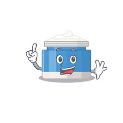 Moisturizer cream caricature design style with one finger gesture